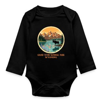 Chemise du parc national de Grand Teton, Wyoming, États-Unis - Body Bébé bio manches longues - noir - Devant