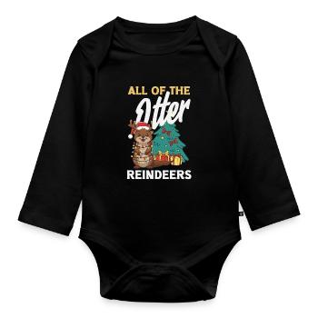 Seeotter-pun-weihnachts-rentiere - Baby Bio-Langarm-Body - Schwarz - Vorne