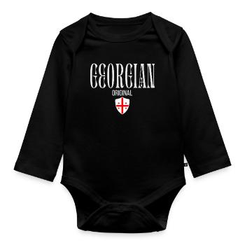 Original Georgian, I love Georgia - Organic Longsleeve Baby Bodysuit - black - Front