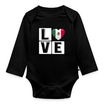 Love Mexico Heart - Organic Longsleeve Baby Bodysuit - black - Front