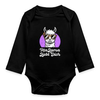 Bald Mama MALAMA LIEBT DICH Lustiges - Baby Bio-Langarm-Body - Schwarz - Vorne