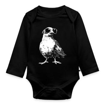 Cool Taube Sonnenbrille - Baby Bio-Langarm-Body - Schwarz - Vorne