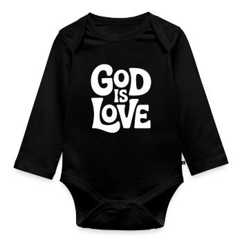 Dieu est amour Jésus Foi chrétienne - Body Bébé bio manches longues - noir - Devant
