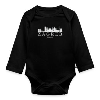 Zagreb Skyline, Zagreb Croatia - Organic Longsleeve Baby Bodysuit - black - Front