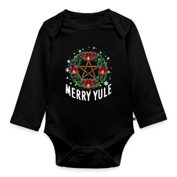 Merry Yule Yuletide Season Christmas - Organic Longsleeve Baby Bodysuit - black - Front