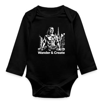 Travel Art Design World Map Paris Wanderlust - Organic Longsleeve Baby Bodysuit - black - Front