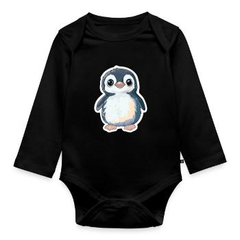 Pingouin - Body Bébé bio manches longues - noir - Devant