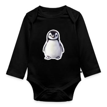 Pingouin - Body Bébé bio manches longues - noir - Devant