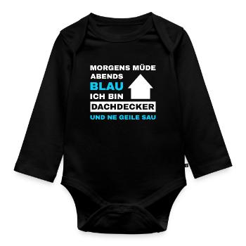 Roofer Roof Roofing Master Roofer - Organic Longsleeve Baby Bodysuit - black - Front