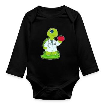 Schildkröte Arzt Stethoskop - Baby Bio-Langarm-Body - Schwarz - Vorne