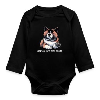 Sprich mit der Pfote Akita Akitabesitzer Akitahund - Baby Bio-Langarm-Body - Schwarz - Vorne