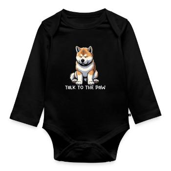 Talk To the Paw Akita Akitabesitzer Akitahund  - Baby Bio-Langarm-Body - Schwarz - Vorne
