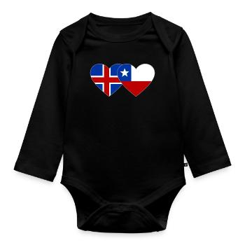 Islande Chili Drapeau Coeur - Body Bébé bio manches longues - noir - Devant