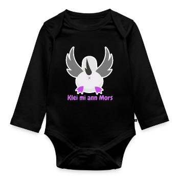 « Klei mi ann Mors » Humour nord-allemand - Body Bébé bio manches longues - noir - Devant