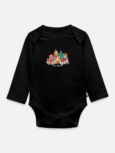 Hunde-Weihnachten - Baby Bio-Langarm-Body - Schwarz
