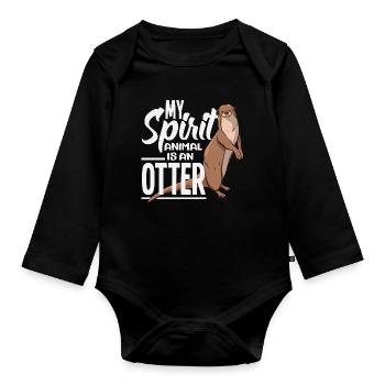 Sea Otter Cartoon Ghost Animal - Organic Longsleeve Baby Bodysuit - black - Front