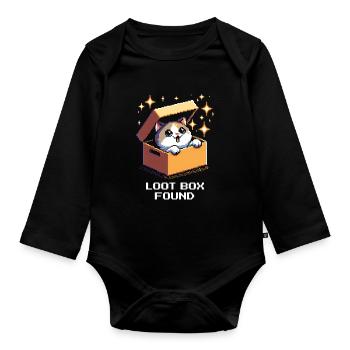 Boîte à butin trouvée | Humour de Cat Gaming - Body Bébé bio manches longues - noir - Devant