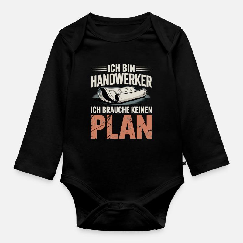 Handwerker Ohne Plan - Baby Bio-Langarm-Body - Schwarz