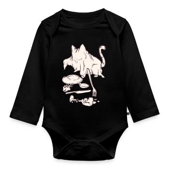 crime scene - halloween cat - Organic Longsleeve Baby Bodysuit - black - Front