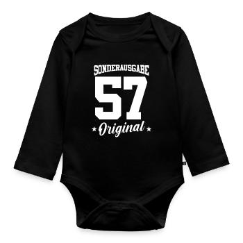 57 Birthday - Organic Longsleeve Baby Bodysuit - black - Front