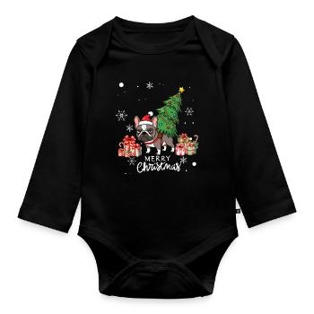 Chien Noël - Body Bébé bio manches longues - noir - Devant