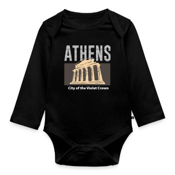 Athen, Stadt der Violetten Krone - Baby Bio-Langarm-Body - Schwarz - Vorne