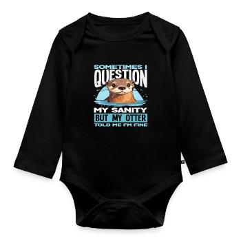 Frage Meine Vernunft Seeotter Cartoon - Baby Bio-Langarm-Body - Schwarz - Vorne