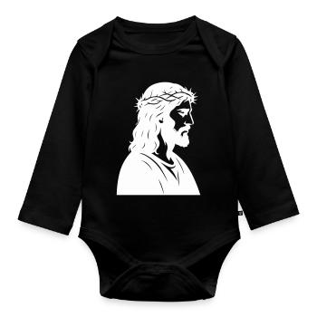 Jesus Christ Silhouette - Organic Longsleeve Baby Bodysuit - black - Front