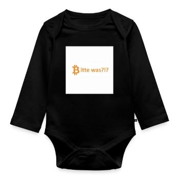 Bitte was?!? Bitcoin Orange - Baby Bio-Langarm-Body - Schwarz - Vorne