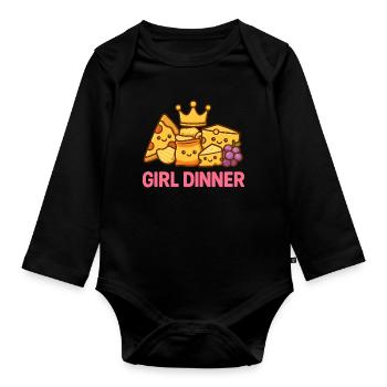 Dîner entre filles - Body Bébé bio manches longues - noir - Devant