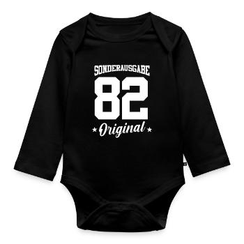 82 Birthday - Organic Longsleeve Baby Bodysuit - black - Front