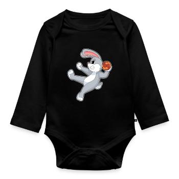 Rabbit Handball Player Handball - Organic Longsleeve Baby Bodysuit - black - Front