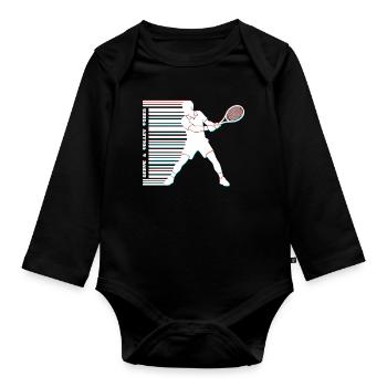 Tennis Glitch Barcode Hoodie Shirt - Baby Bio-Langarm-Body - Schwarz - Vorne