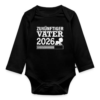 FUTUR PAPA 2026 Paternité Drôle - Body Bébé bio manches longues - noir - Devant