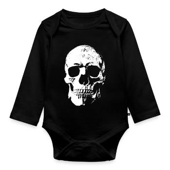 Totenkopf / Skull - Baby Bio-Langarm-Body - Schwarz - Vorne