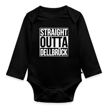 Straight Outta Dellbrück - Baby Bio-Langarm-Body - Schwarz - Vorne