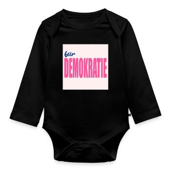 VALUES FOR DEMOCRACY - Organic Longsleeve Baby Bodysuit - black - Front