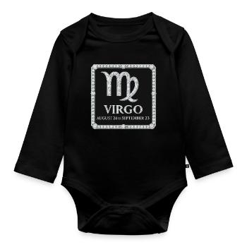 Signe du zodiaque Vierge - Body Bébé bio manches longues - noir - Devant