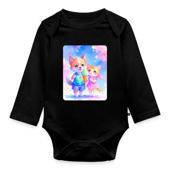 Hündchen, Kätzchen & Eiscreme - Baby Bio-Langarm-Body - Schwarz - Vorne