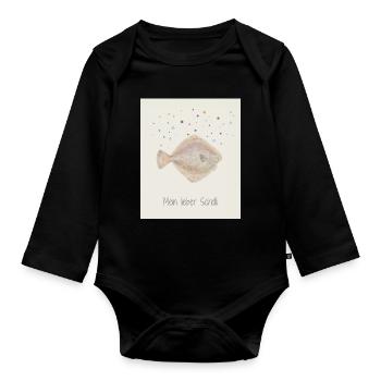 My dear Scholli fish design - Organic Longsleeve Baby Bodysuit - black - Front