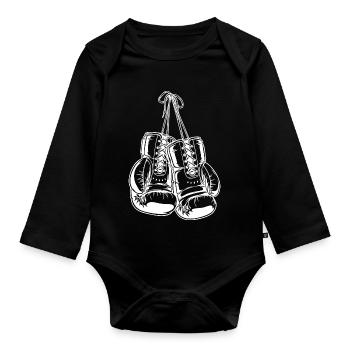 Conception de gants de boxe blancs pour la création de logo - Body Bébé bio manches longues - noir - Devant