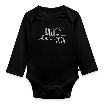 Builder 2026 - Builders Partnerlook Hausbau - Organic Longsleeve Baby Bodysuit - black - Front