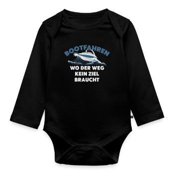 Bootfahren wo der Weg kein Ziel braucht - Baby Bio-Langarm-Body - Schwarz - Vorne