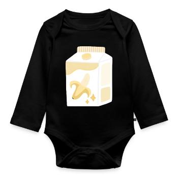 Carton de lait de banane - Body Bébé bio manches longues - noir - Devant