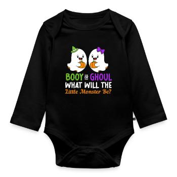 Gender Reveal Halloween Babyshower - Baby Bio-Langarm-Body - Schwarz - Vorne