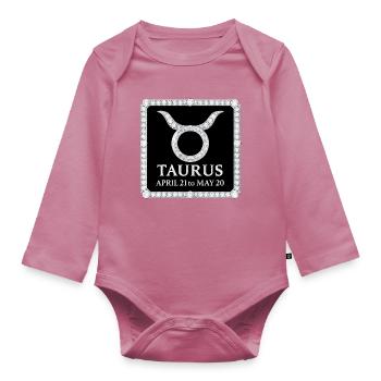 Zodiac sign Taurus - Organic Longsleeve Baby Bodysuit - mauve - Front