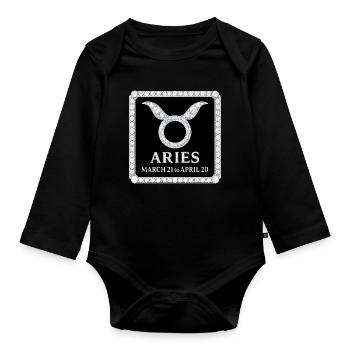 Zodiac sign Aries - Organic Longsleeve Baby Bodysuit - black - Front