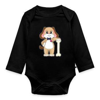Hund Bräutigam Fliege Hochzeit - Baby Bio-Langarm-Body - Schwarz - Vorne