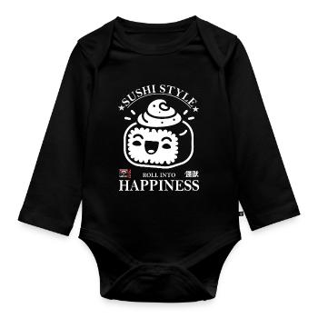 Sushi Style Design – Funny & Cute - Organic Longsleeve Baby Bodysuit - black - Front