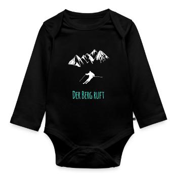 Skifahren - Der Berg ruft - Baby Bio-Langarm-Body - Schwarz - Vorne